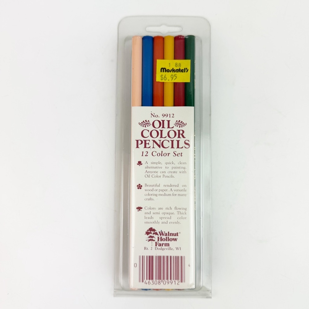 Walnut Hollow Oil Color Pencils 12 ct Color Set No. 9912  USA New Discontinued